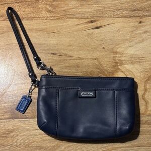 Coach Navy Wristlet with Strap